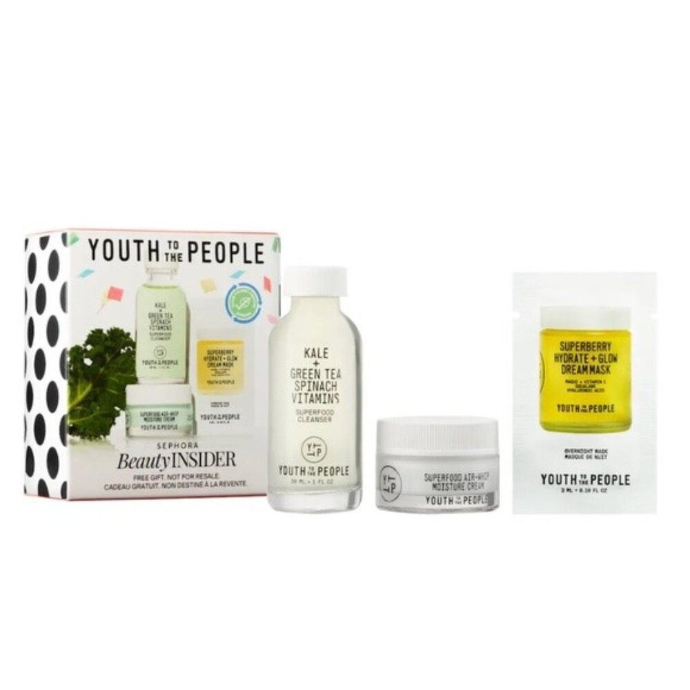 2/$40 Youth to the People Mini Skincare Set with Cleanser Moisturizer Mask NWT